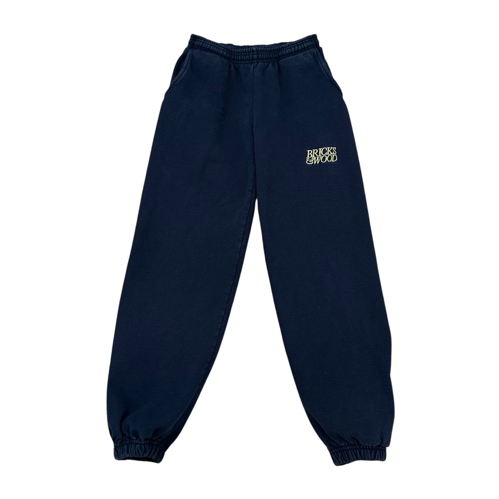 BRICKS & WOOD Logo Sweatpants in Navy Size S